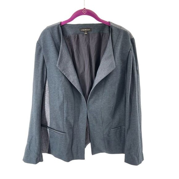 Lane Bryant blazer coat jacket color block navy gray 26 EUC - Picture 2 of 13